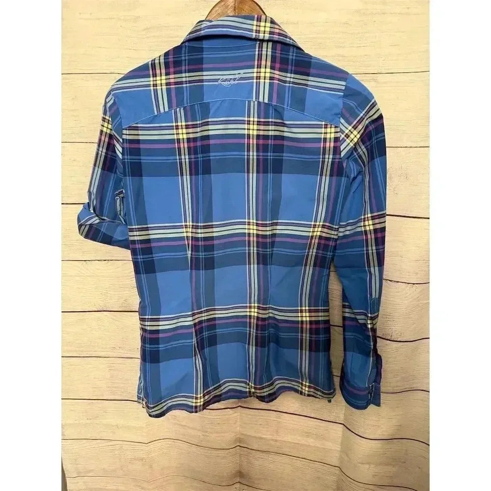 Kuhl Women's Plaid Flannel Button-Up Shirt Blue Size S Casual Long Sleeve - Picture 6 of 10